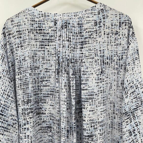 NYDJ Multicolor Split Neck Button Up 3/4 Sleeve Pintuck Blouse Size 3X NWT - Picture 8 of 10